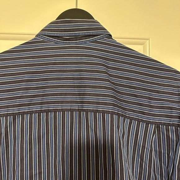 Harry Rosen Men’s Blue Pinstripe 100% Cotton Button Down Shirt Size Large - Picture 4 of 10